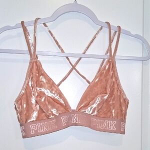 PINK Victoria's Secret Pink Velvet Bra with Strappy Design